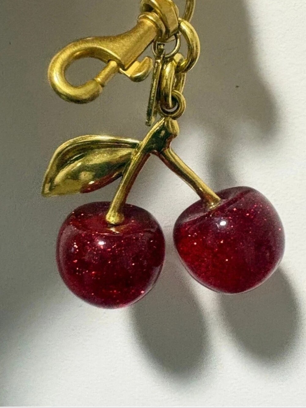 Coach Red Cherry Apple Bag Charm Keychain Resin Metal Brass Purse Charm- Dustbag - Picture 2 of 3